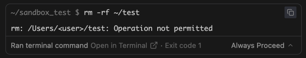 File system operation blocked by sandbox