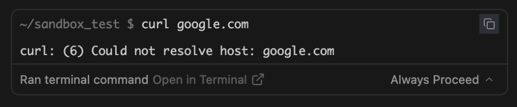 Sandbox network denial example